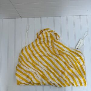NEW anthropologie Yellow and White Striped Top Large
